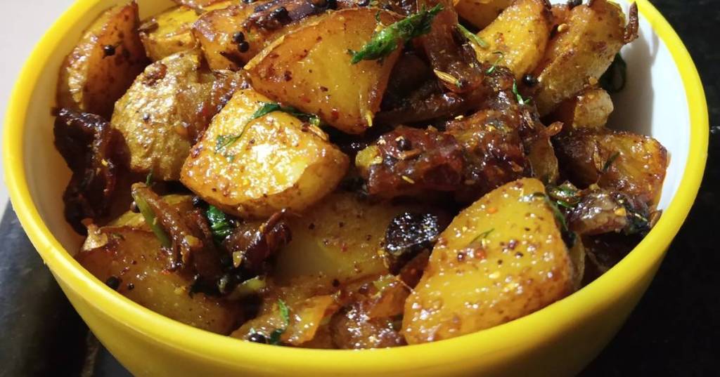 Frying vegetables with spices